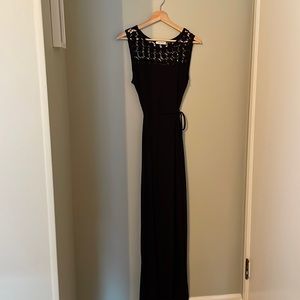 Calvin Klein Black Maxi Dress with Crochet Top